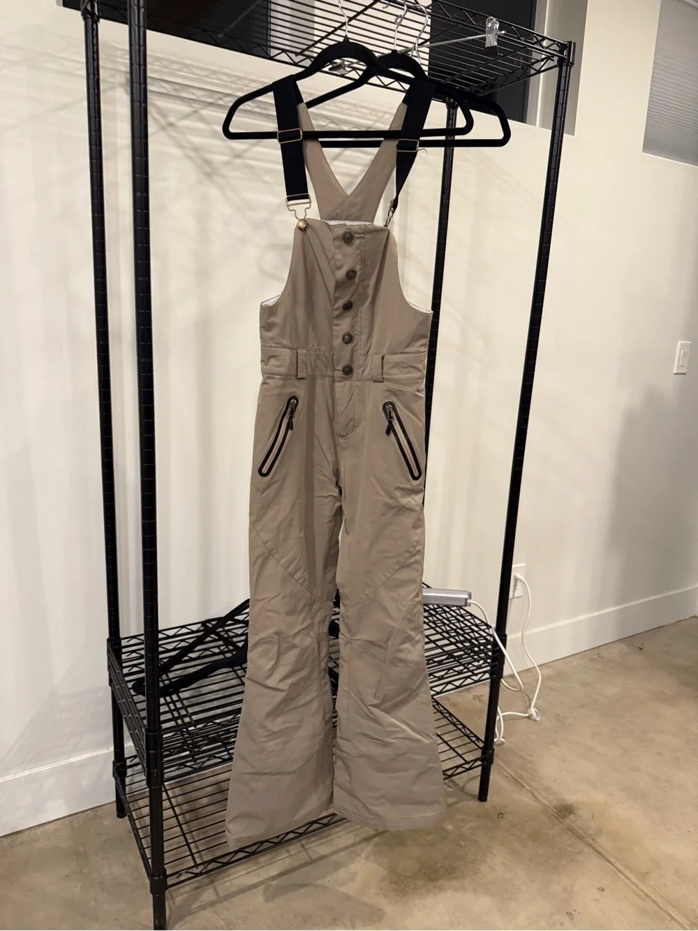 Women’s Waterproof Snow Bib Pants in Taupe